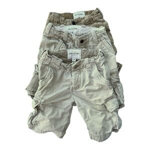 Abercrombie Boys Cargo Shorts Lot, Cotton Canvas, Beige Khaki Camo, Size 10